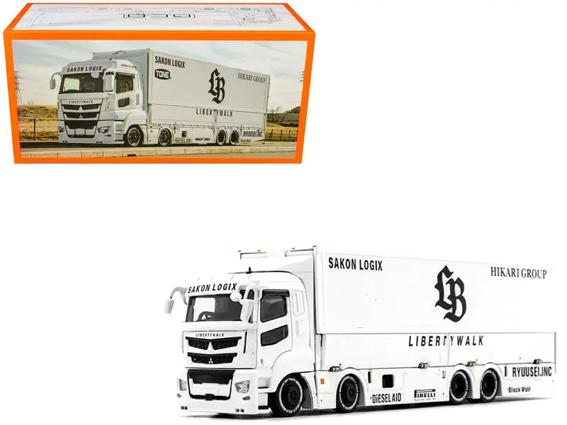 1:64 Mitsubishi Fuso Transporter Truck -- White "Liberty Walk Lb-Trucks" -- Gcd 1