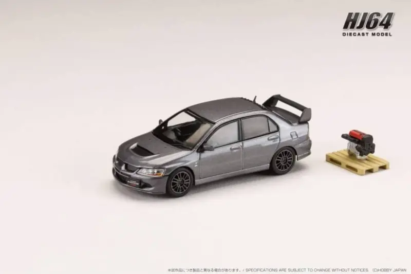 1:64 Mitsubishi Lancer Evo 8 Mr Gsr W/Engine -- Grey -- Hobby Japan 1