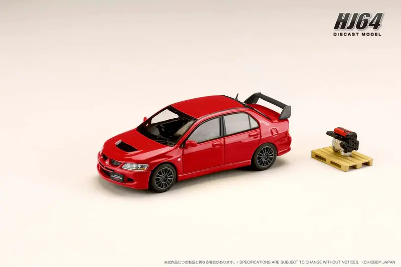 1:64 Mitsubishi Lancer Evo 8 Mr Gsr W/Engine -- Red -- Hobby Japan 1