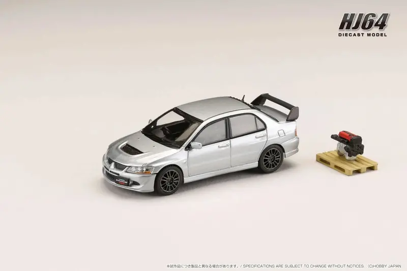 1:64 Mitsubishi Lancer Evo 8 Mr Gsr W/Engine -- Silver -- Hobby Japan 1