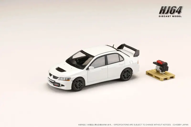 1:64 Mitsubishi Lancer Evo 8 Mr Gsr W/Engine -- White -- Hobby Japan 1