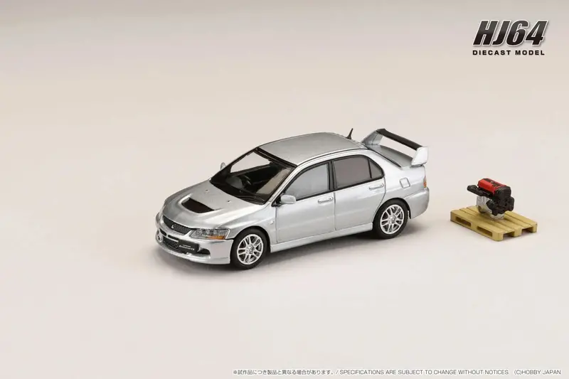 1:64 Mitsubishi Lancer Evo 9 Gsr W/Engine -- Silver -- Hobby Japan 1