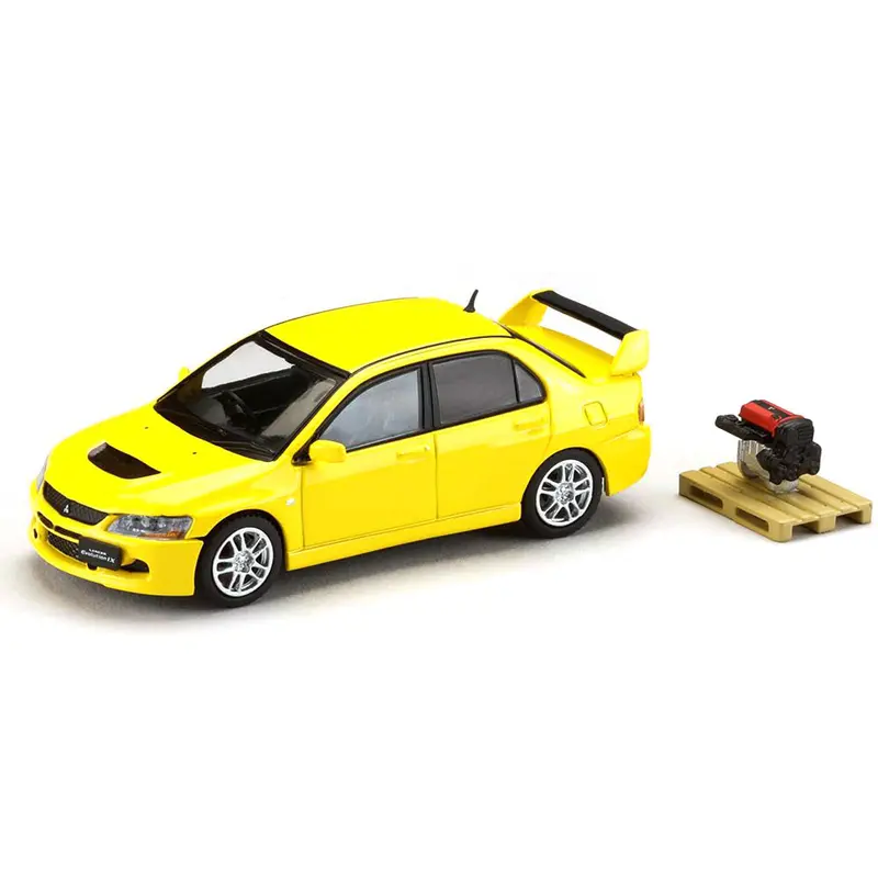 1:64 Mitsubishi Lancer Evo 9 Gsr W/Engine -- Yellow -- Hobby Japan 1