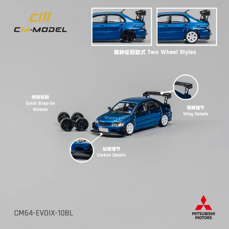 1:64 Mitsubishi Lancer Evo Ix (9) -- Metallic Blue -- Cm-Model 1