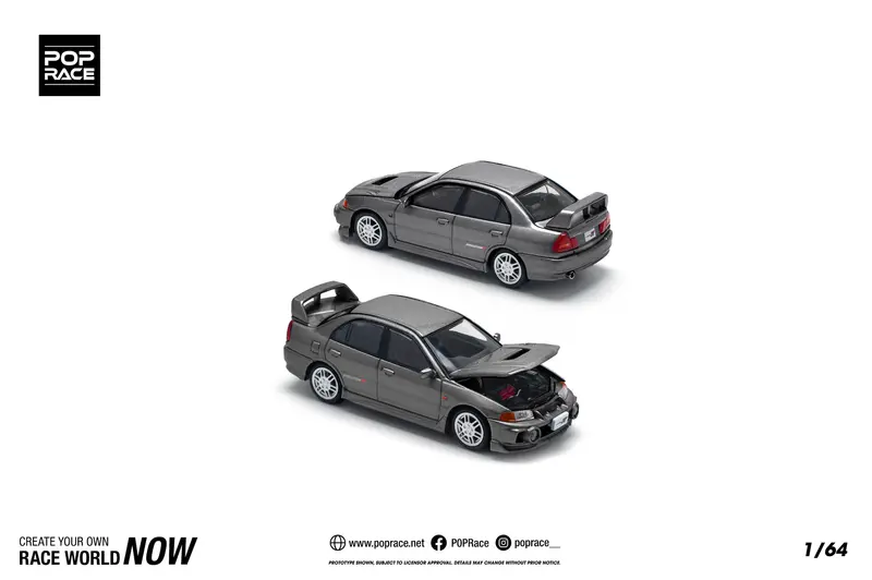 1:64 Mitsubishi Lancer Evolution Iv (4) -- Dark Grey -- Pop Race 1