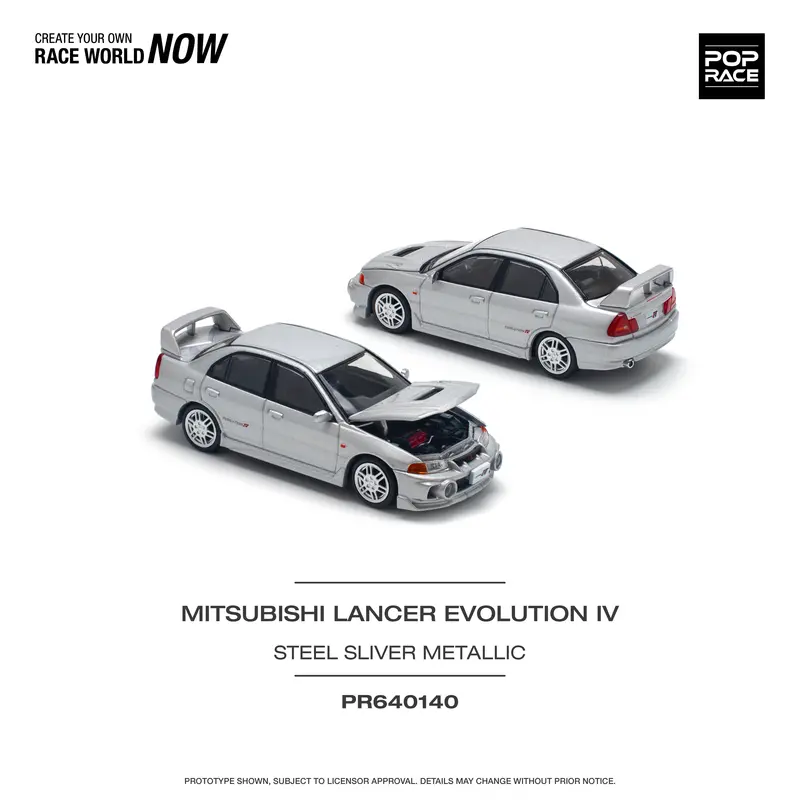 1:64 Mitsubishi Lancer Evolution Iv (4) -- Silver -- Pop Race 1