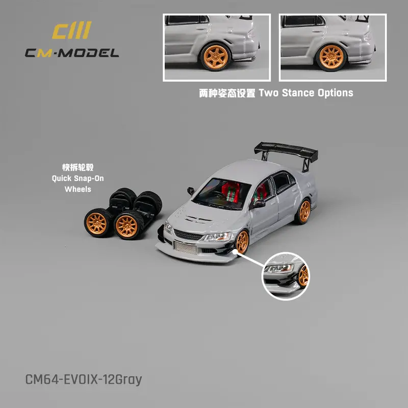 1:64 Mitsubishi Lancer Evolution Ix (9) Widebody -- Matte Grey -- Cm-Model 1