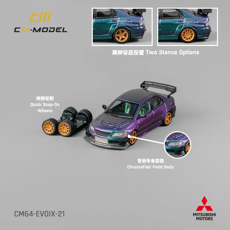 1:64 Mitsubishi Lancer Evolution Ix (9) Widebody -- Purple Chameleon -- Cm-Model 1