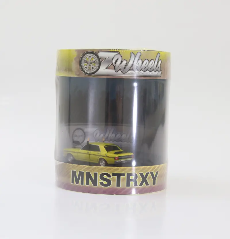 1:64 Mnstrxy - Yellow -- Ford Xy Falcon -- Oz Wheels (Skid Cylinder) 1