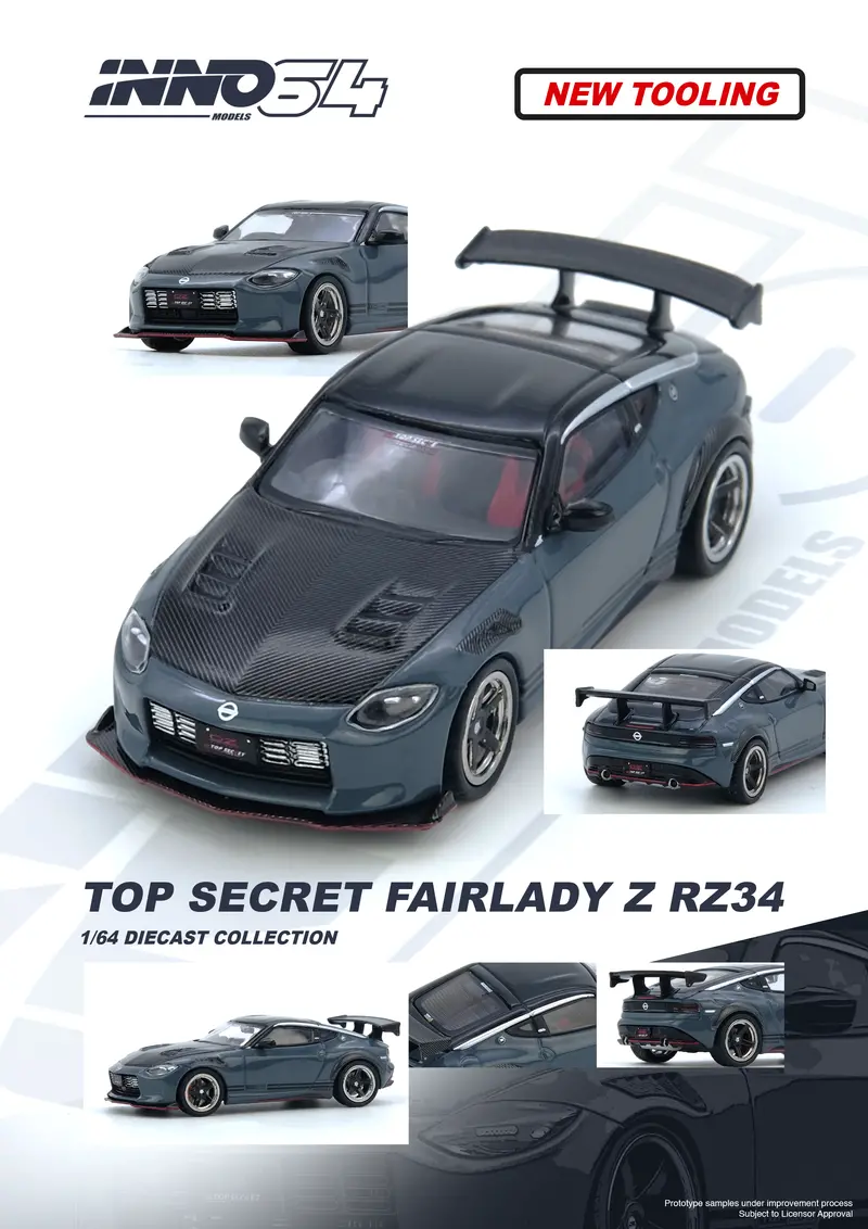 1:64 Nissan Fairlady Z (Rx34) Top Secret -- Stealth Grey -- Inno64 2