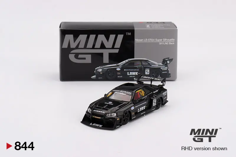 1:64 Nissan Lb-Er34 Super Silhouette Skyline -- Black -- Mini Gt Mgt00844 1