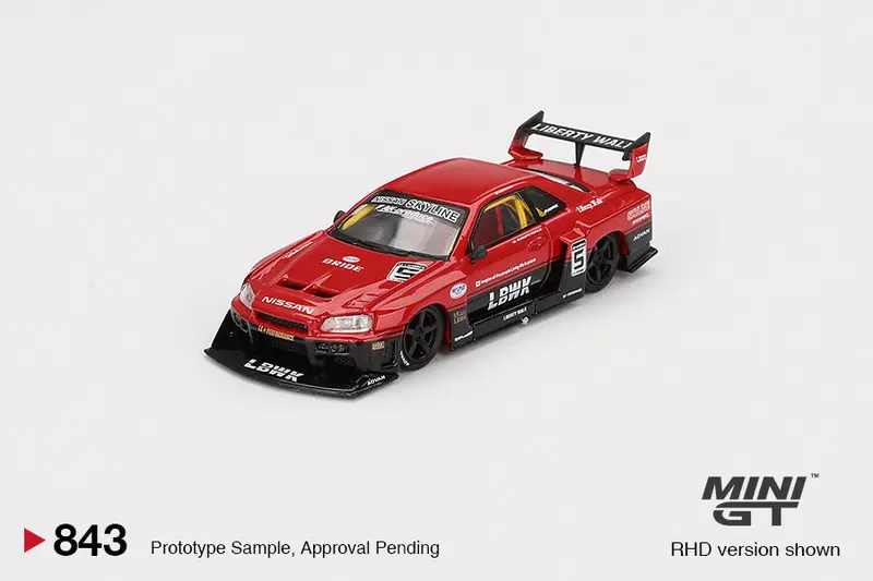1:64 Nissan Lb-Er34 Super Silhouette Skyline -- Red/Black -- Mini Gt Mgt00843 1