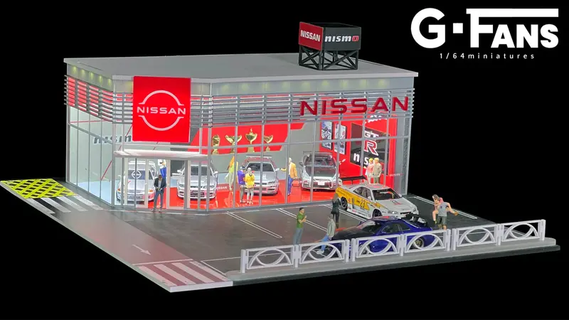 1:64 Nissan Nismo Dealership Diorama Display With Leds -- G-Fans 710036 1