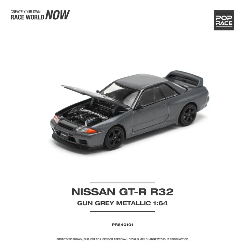 1:64 Nissan R32 Skyline Gtr -- Gun Grey Metallic -- Pop Race 1