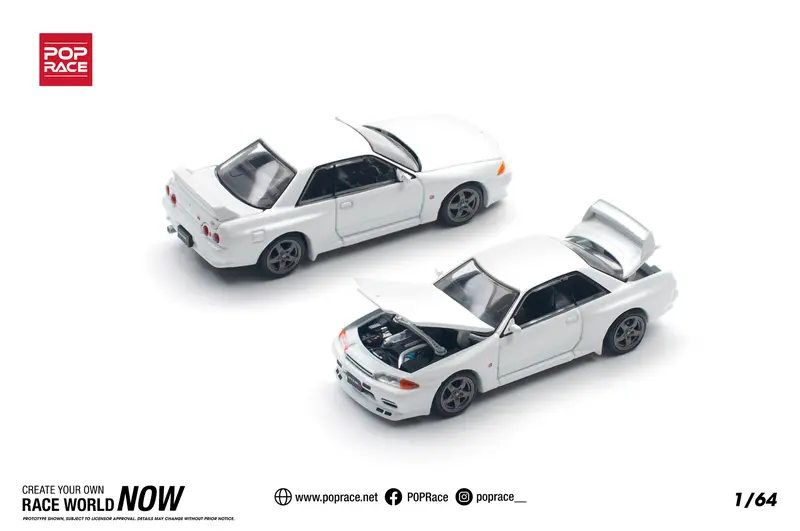 1:64 Nissan R32 Skyline Gtr -- White -- Pop Race 1