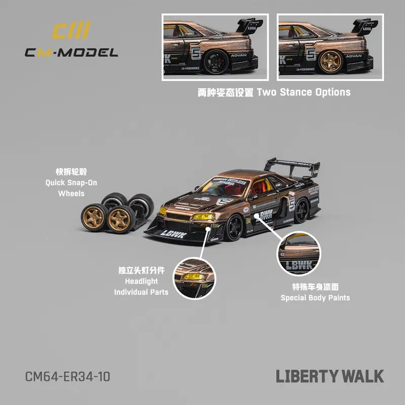 1:64 Nissan R34 Skyline Gtr Lbwk Super Silhouette -- #5 Bronze -- Cm-Model 1