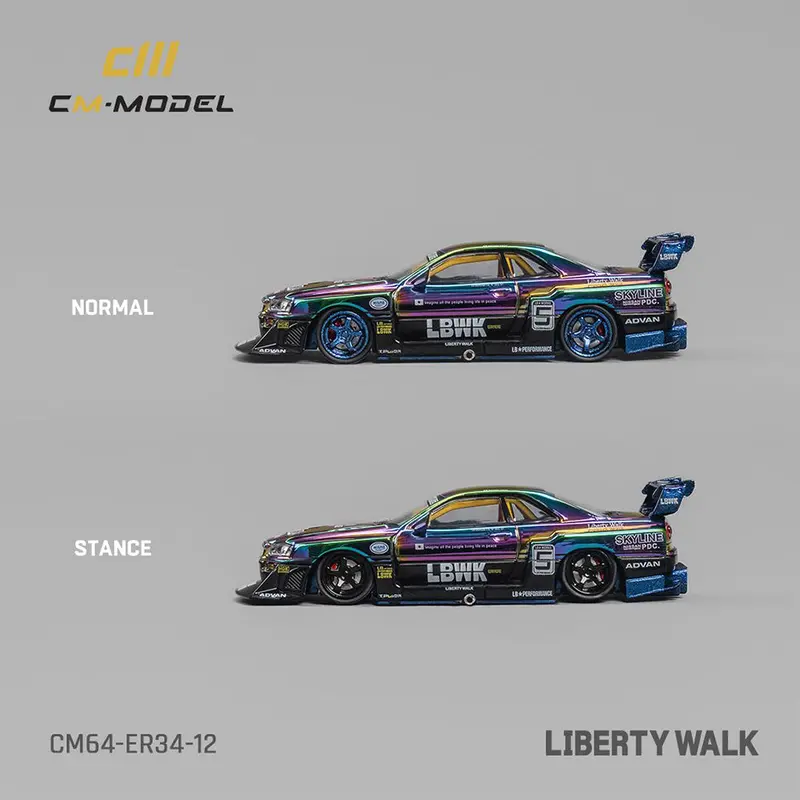 1:64 Nissan R34 Skyline Gtr Lbwk Super Silhouette - #5 Purple Chrome -- Cm-Model 2