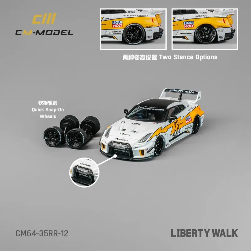 1:64 Nissan R35 Lbwk Gt35rr Super Silhouette -- #23 White/Yellow -- Cm-Model 1