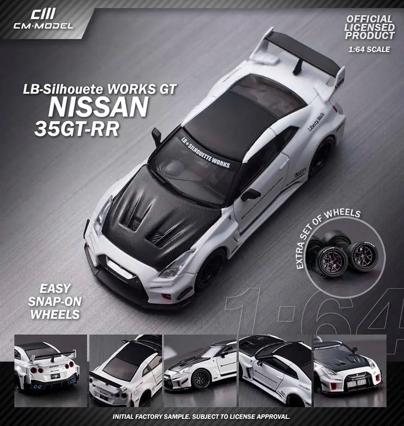 1:64 Nissan R35 Lbwk Super Silhouette 35Gt-Rr -- White W/Carbon -- Cm-Model 1