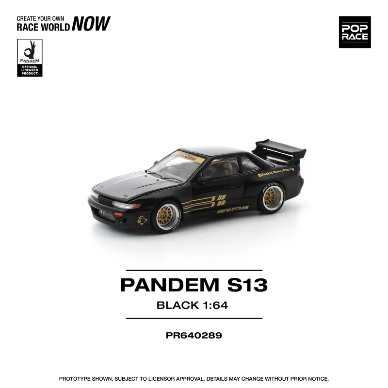 1:64 Nissan Silvia S13 Pandem -- Black/Gold -- Pop Race 1