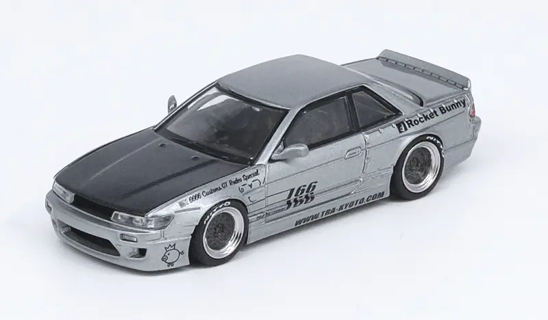 1:64 Nissan Silvia S13 V1 Pandem Rocket Bunny -- Silver W/Black -- Inno64 1