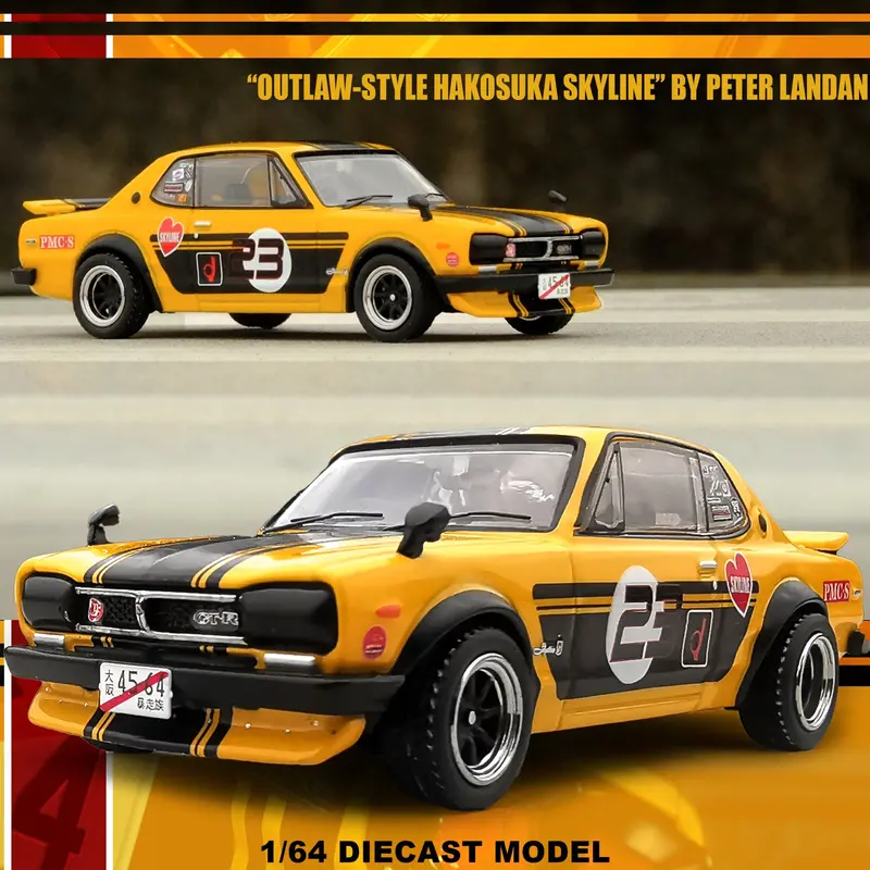 1:64 Nissan Skyline 2000 Gt-R (Kpgc10) -- #23 Yellow/Black -- Inno64 1