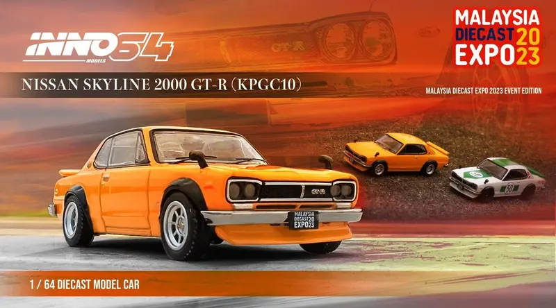 1:64 Nissan Skyline 2000 Gt-R (Kpgc10) -- Orange -- Inno64 Malaysia Diecast Expo 1