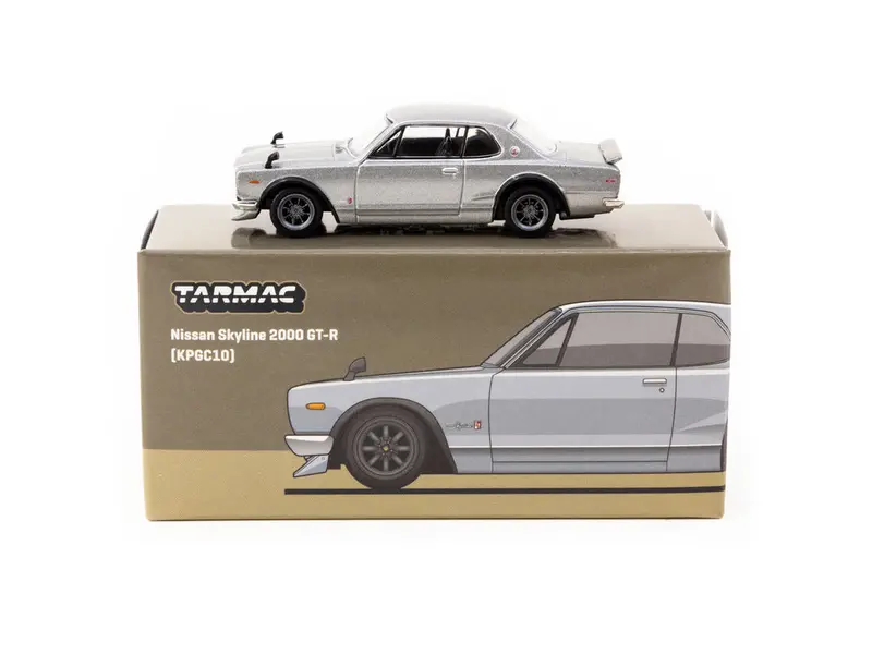 1:64 Nissan Skyline 2000 Gt-R (Kpgc10) -- Silver W/Grey Wheels -- Tarmac Works 1