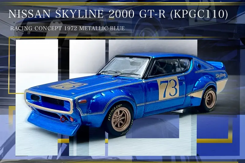 1:64 Nissan Skyline 2000 Gt-R (Kpgc110) Racing Concept -- #73 Blue -- Inno64 1