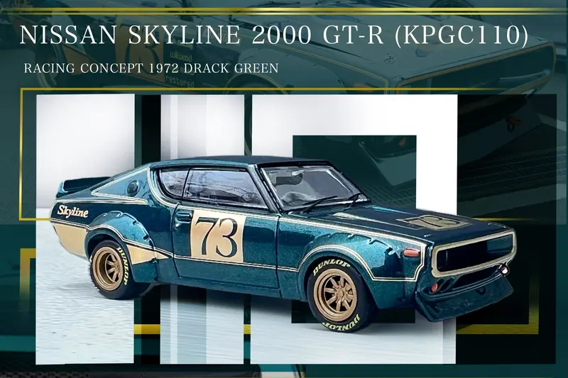1:64 Nissan Skyline 2000 Gt-R (Kpgc110) Racing Concept -- #73 Green -- Inno64 1