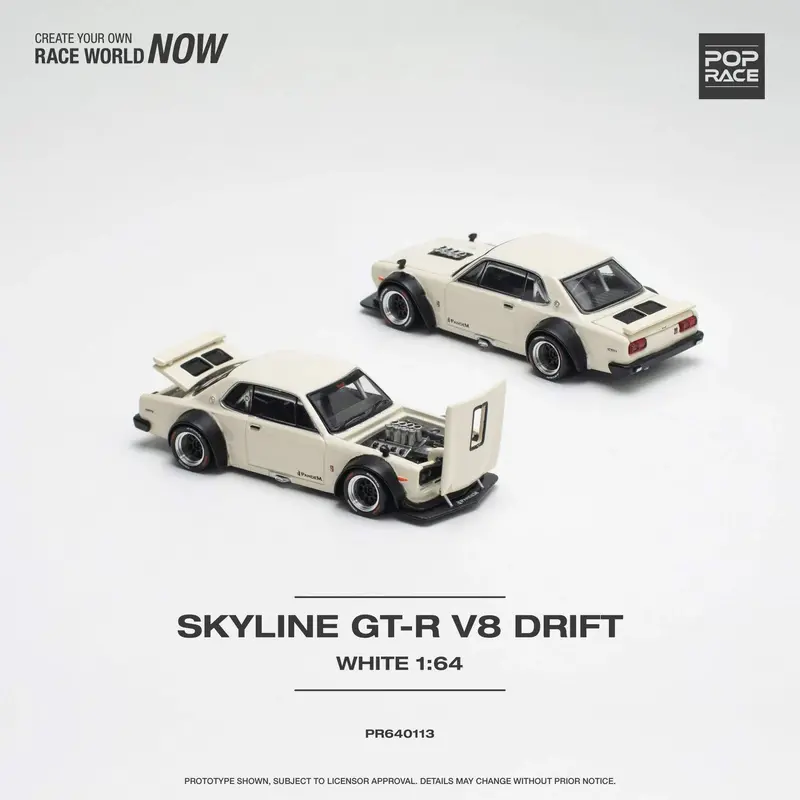 1:64 Nissan Skyline Gt-R (Kpgc10) Hakosuka V8 -- White -- Pop Race 1