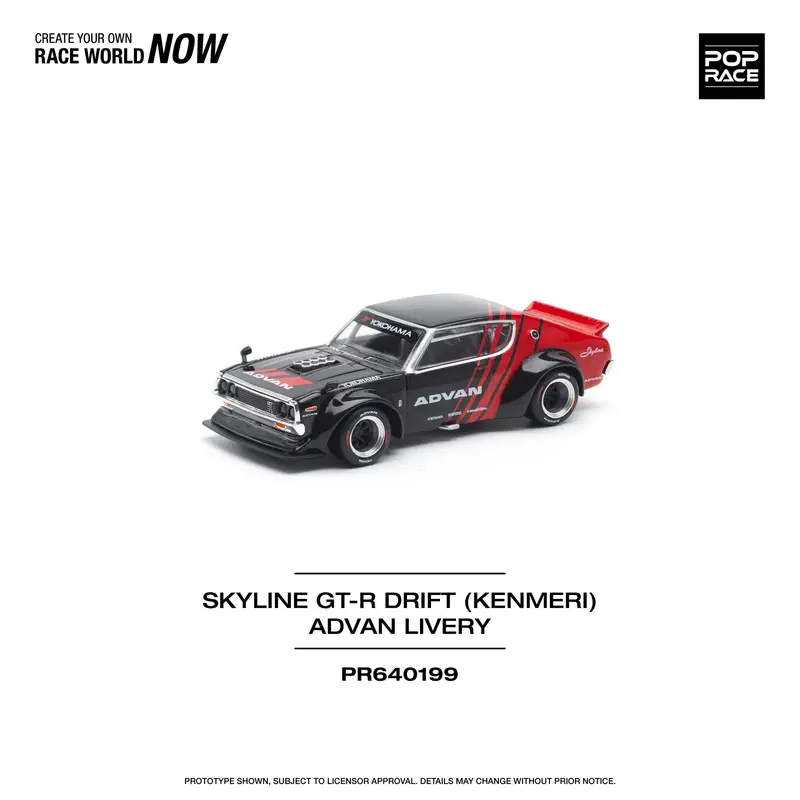 1:64 Nissan Skyline Gt-R (Kpgc110) Kenmeri -- V8 Drift Car Advan -- Pop Race 1