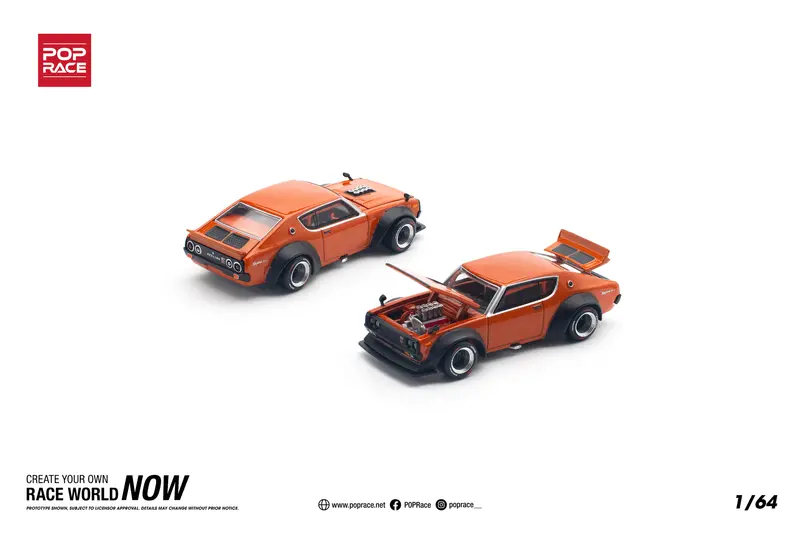1:64 Nissan Skyline Gt-R (Kpgc110) Kenmeri -- V8 Drift Car Orange -- Pop Race 1