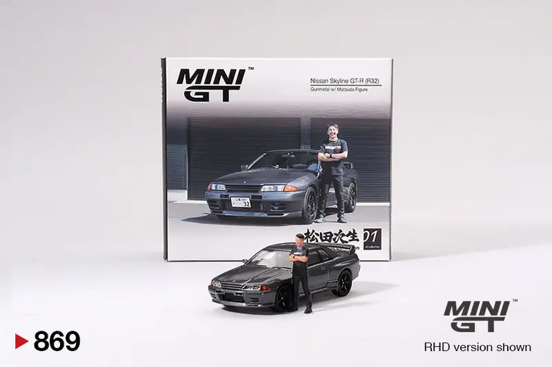 1:64 Nissan Skyline Gt-R R32 Nismo -- Grey W/Matsuda Figure  -- Mini Gt Mgt00869 1