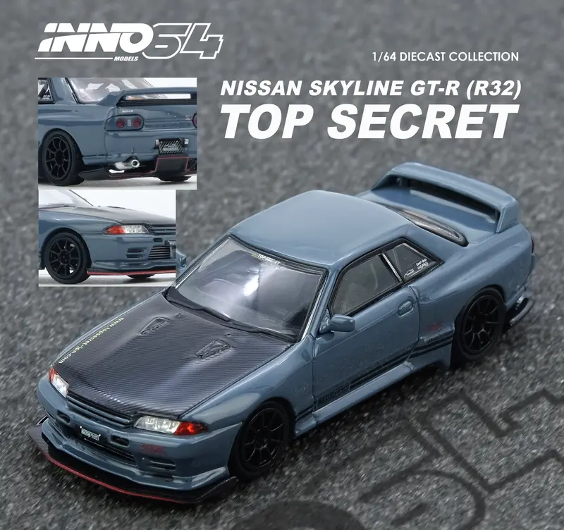 1:64 Nissan Skyline Gt-R (R32) Top Secret -- Stealth Grey -- Inno64 1