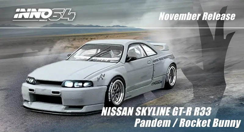 1:64 Nissan Skyline Gt-R (R33) Pandem Rocket Bunny - Cement Matte Grey -- Inno64 1