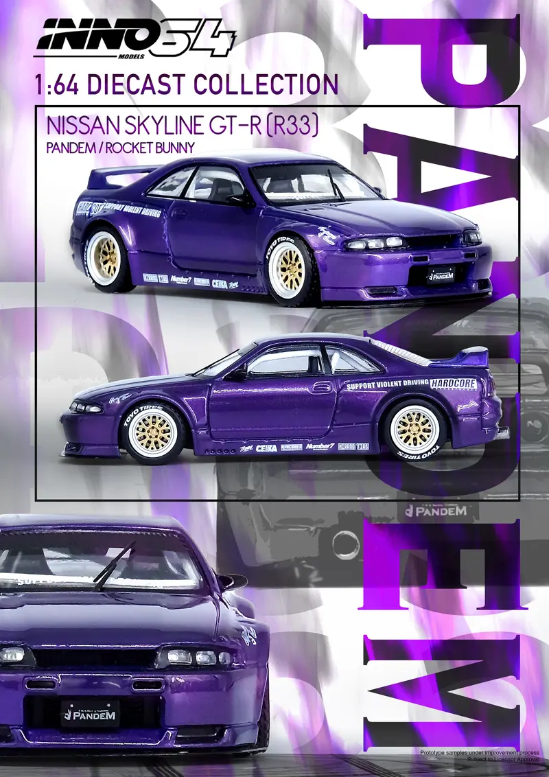 1:64 Nissan Skyline Gt-R (R33) Pandem Rocket Bunny -- Purple -- Inno64 2