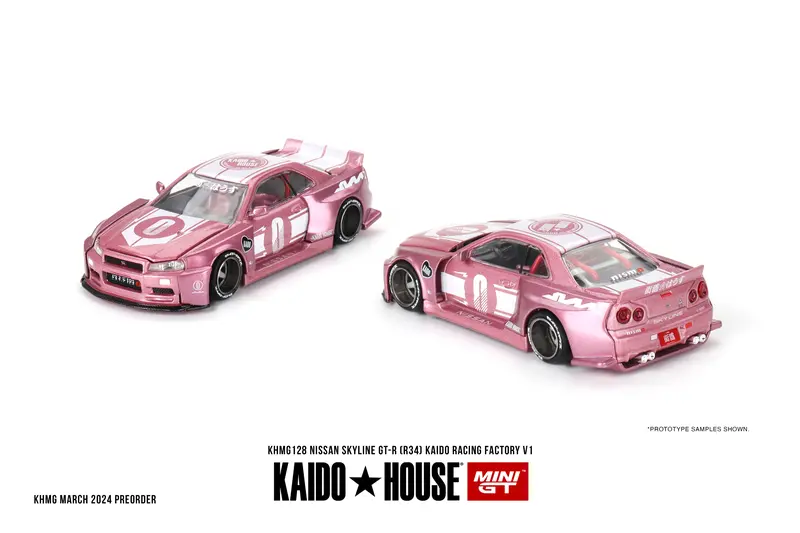1:64 Nissan Skyline Gt-R R34 Kaido V1 -- Pink -- Kaido House X Mini Gt Khmg128 1