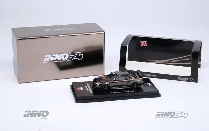 1:64 Nissan Skyline Gt-R (R34) R-Tune -- Chrome Black -- Inno64 China Expo 2023 2