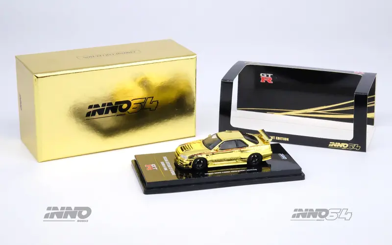 1:64 Nissan Skyline Gt-R (R34) R-Tune -- Chrome Gold -- Inno64 China Expo 2023 2
