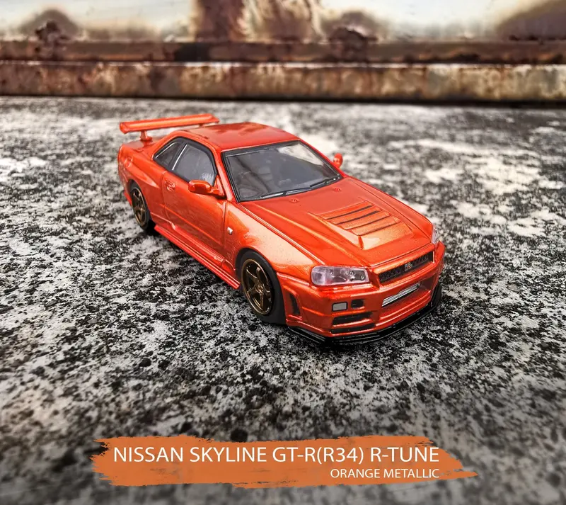 1:64 Nissan Skyline Gt-R (R34) R-Tune -- Metallic Orange -- Inno64 1