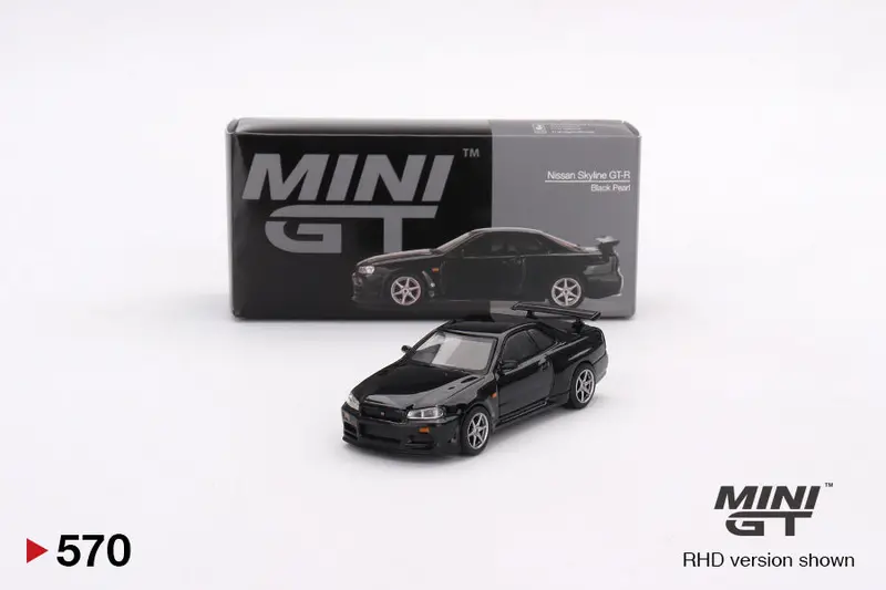 1:64 Nissan Skyline Gt-R (R34) V-Spec -- Black Pearl -- Mini Gt Mgt00570 1