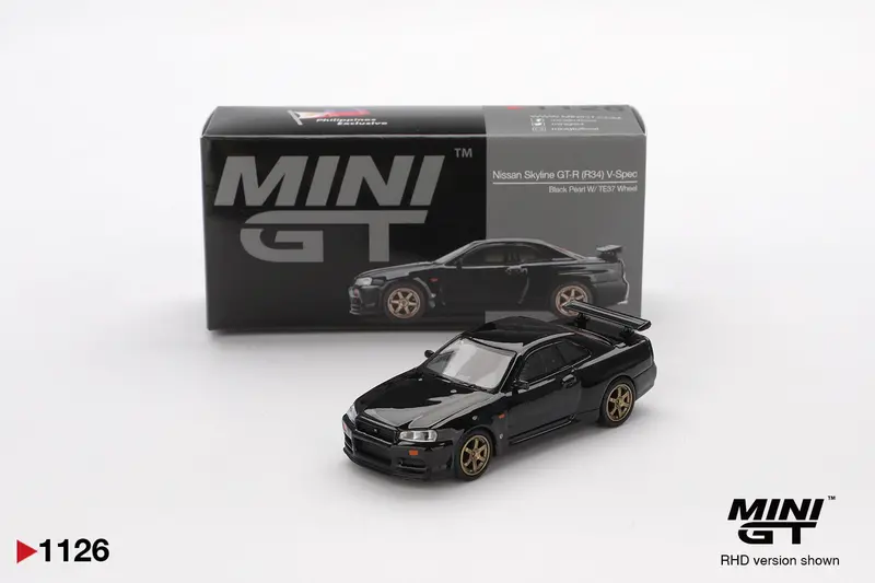 1:64 Nissan Skyline Gt-R (R34) V-Spec -- Black Pearl -- Mini Gt Mgt01126 Expo 1