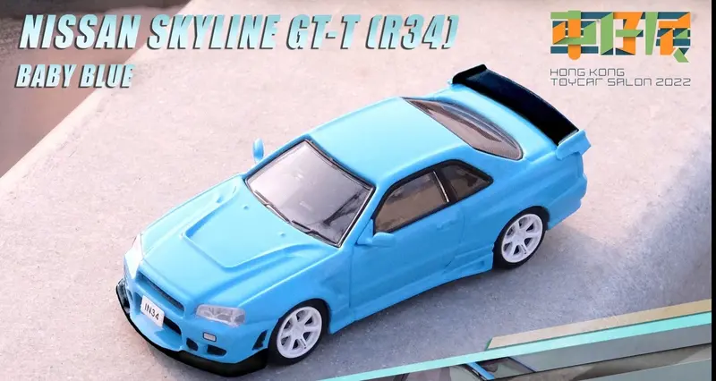 1:64 Nissan Skyline Gt-T (R34) -- Baby Blue (Hong Kong Toycar Salon) -- Inno64 1