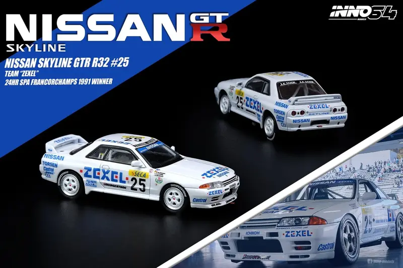 1:64 Nissan Skyline R32 Gtr -- 1991 24Hr Spa Winner -- #25 Team Zexel -- Inno64 1