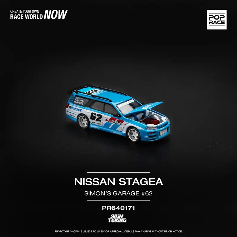 1:64 Nissan Stagea W/R34 Gtr Skyline Front -- #62 Simon's Garage -- Pop Race 1