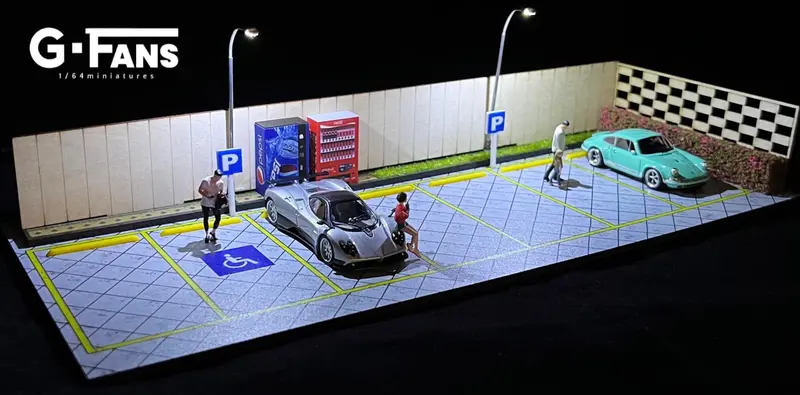 1:64 Normal Car Park Garage Diorama Display With Leds -- G-Fans 710029 1