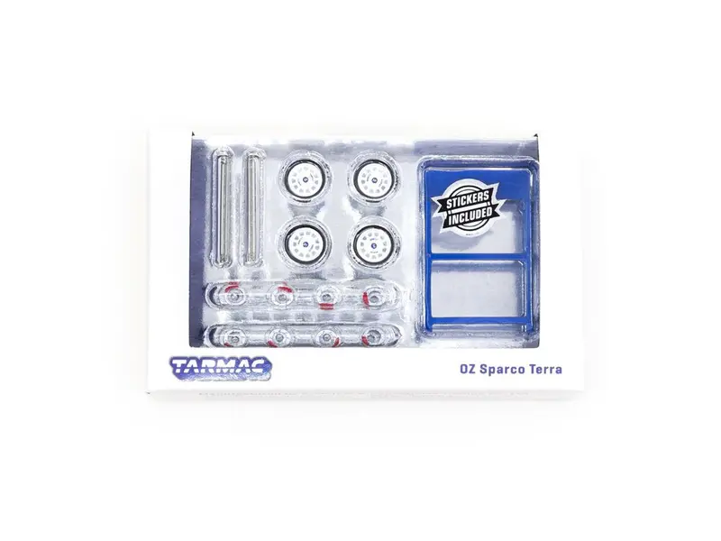 1:64 Oz Sparco Terra White - Comes W/Wheel Stand & Stickers - Tarmac Works Acces 1