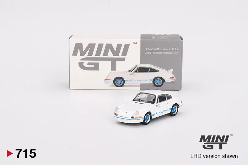 1:64 Porsche 911 Carrera Rs 2.7 -- White W/Blue Stripes -- Mini Gt Mgt00715 1