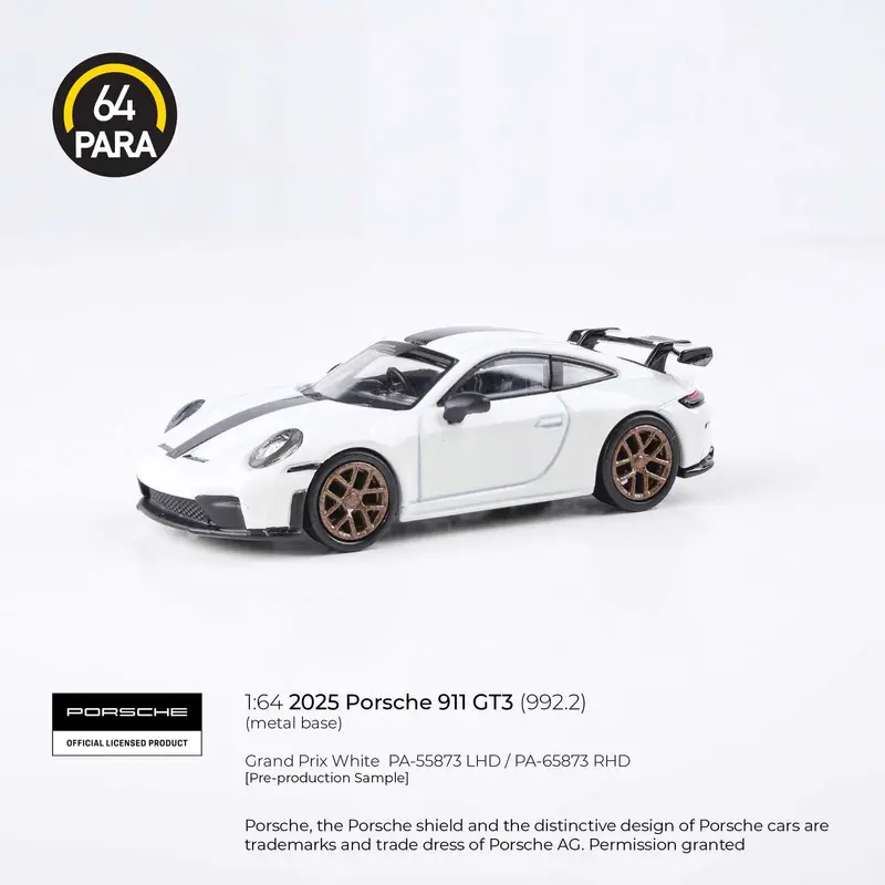 1:64 Porsche 911 Gt3 (992.2) -- Grand Prix White -- Para64 1